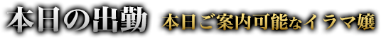 本日の出勤 本日ご案内可能なイラマ嬢